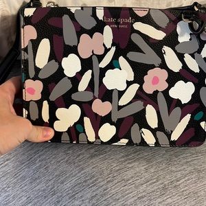 Kate Spade Black Eva Fete Floral Crossbody Bag